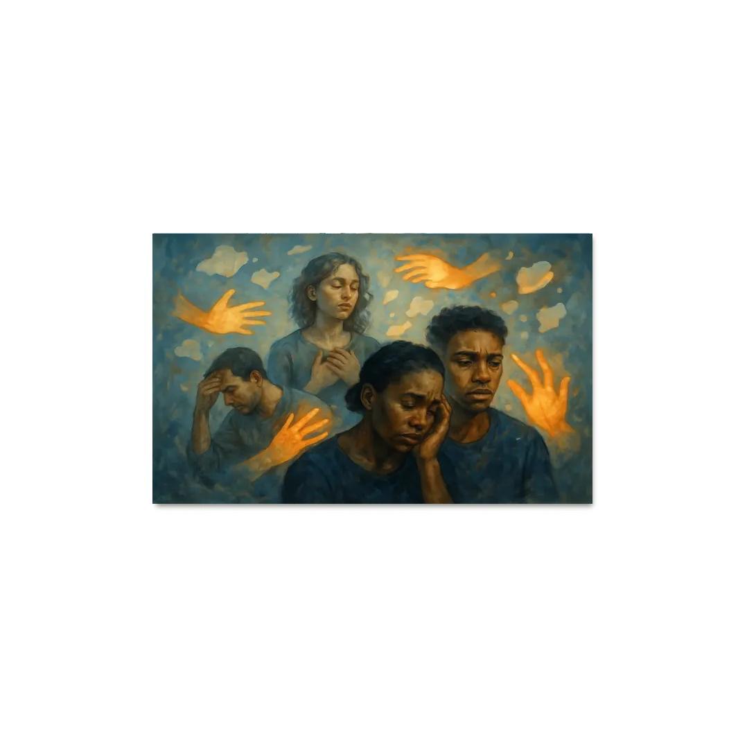 Silent Echoes Of Mental Health Awareness multi-panel paintings