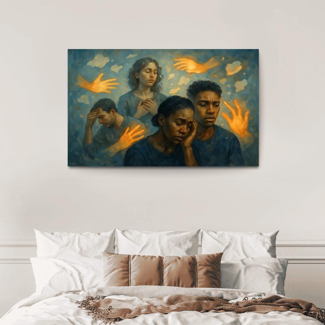 Silent Echoes Of Mental Health Awareness multi-panel paintings