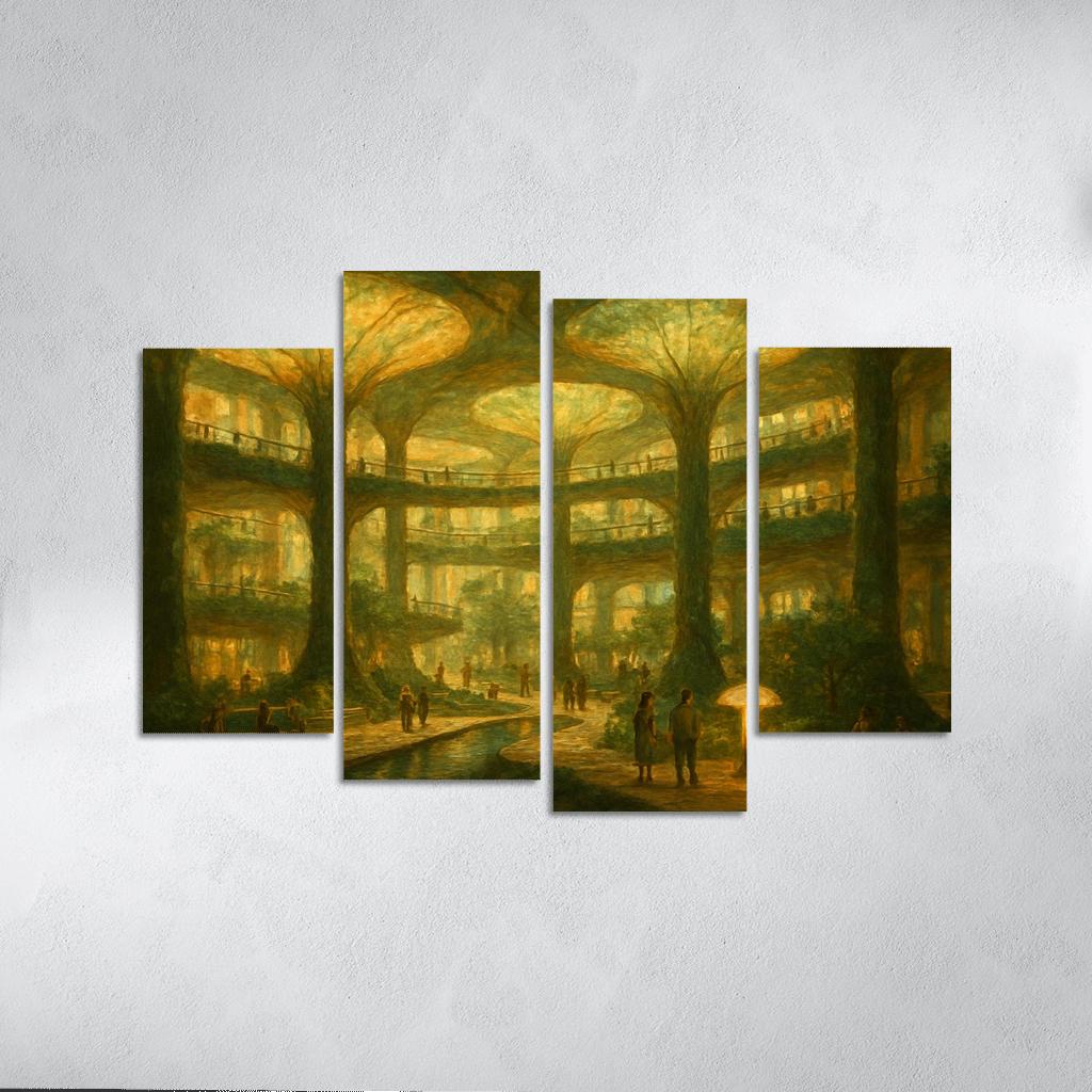 Luminous Atrium Forest oil paintings frame