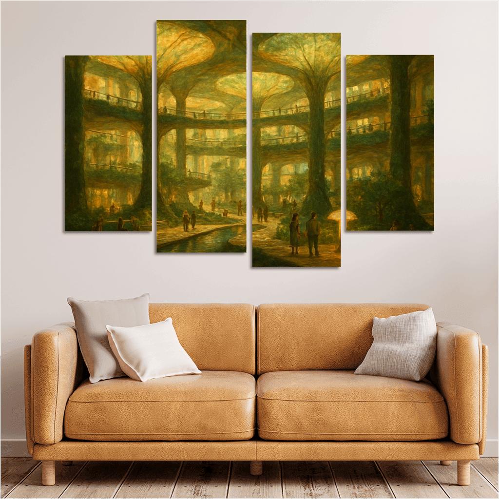 Luminous Atrium Forest oil paintings frame