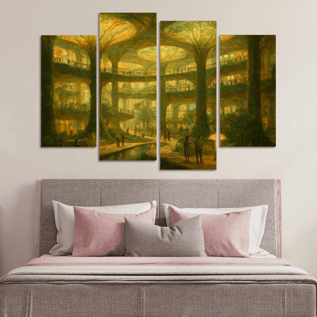 Luminous Atrium Forest oil paintings frame