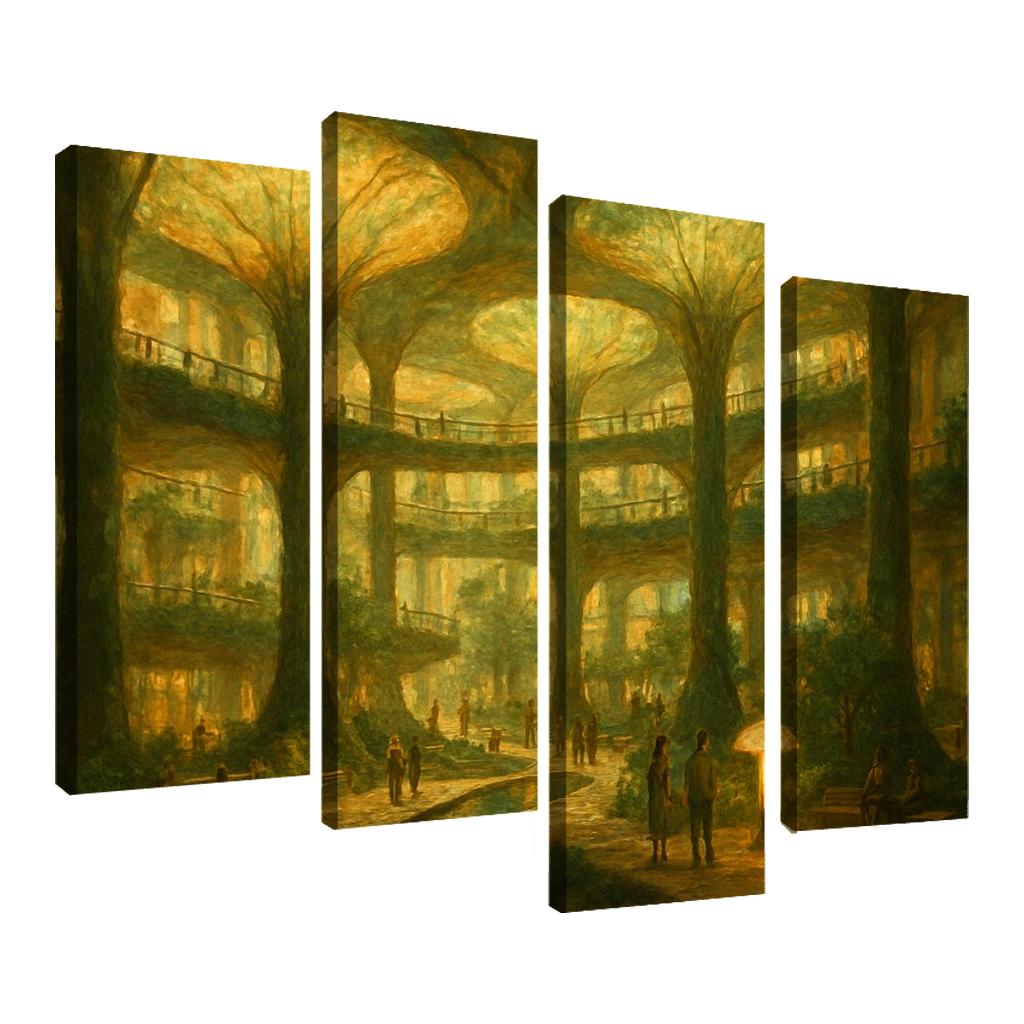 Luminous Atrium Forest oil paintings frame