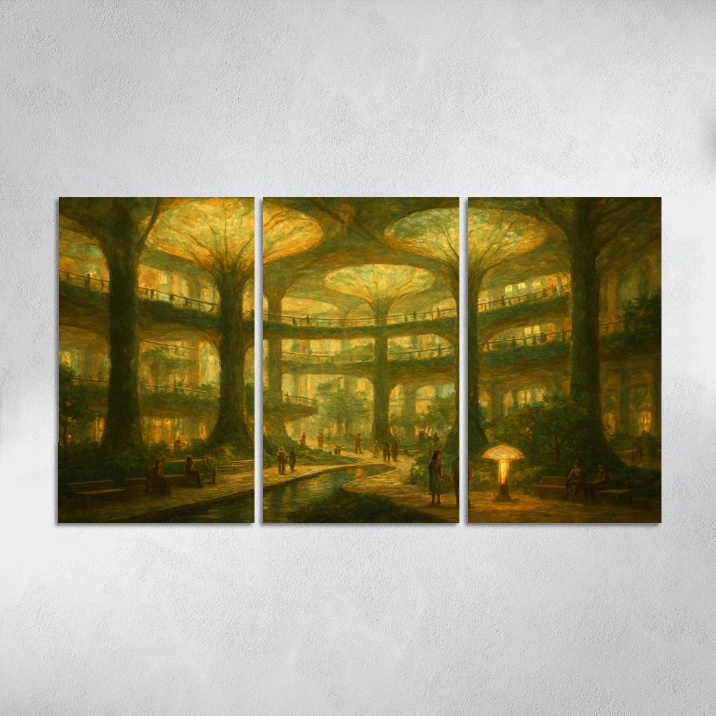 Luminous Atrium Forest oil paintings frame