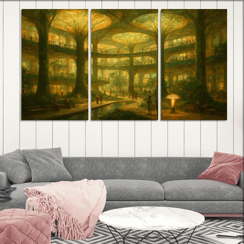Luminous Atrium Forest oil paintings frame