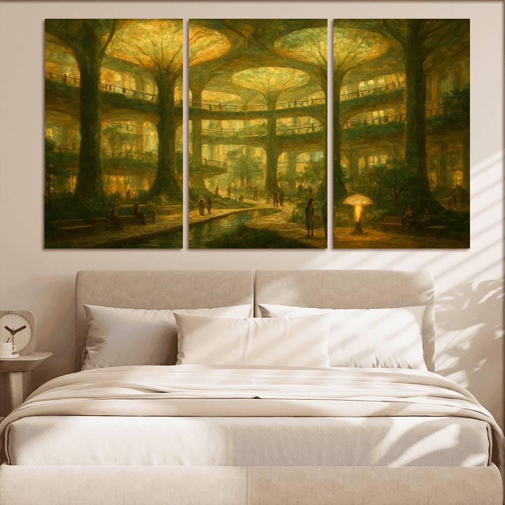 Luminous Atrium Forest oil paintings frame