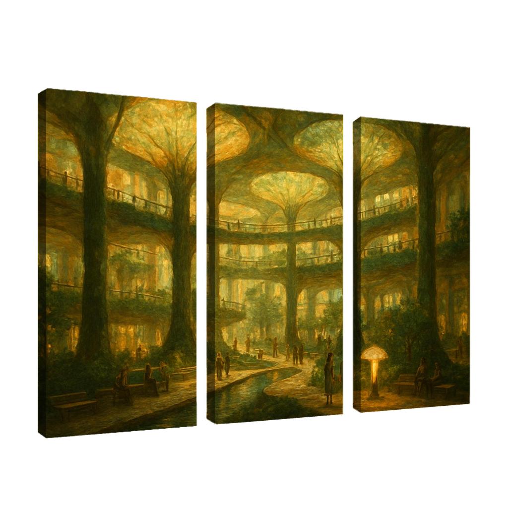 Luminous Atrium Forest oil paintings frame