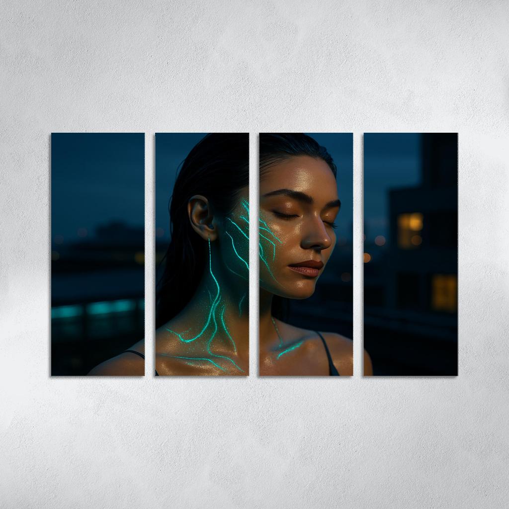 Bioluminescent Evening Glow abstract paintings frame