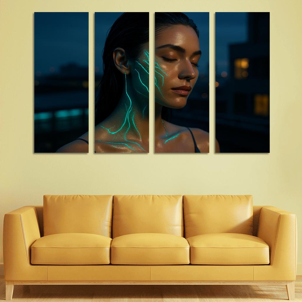 Bioluminescent Evening Glow abstract paintings frame