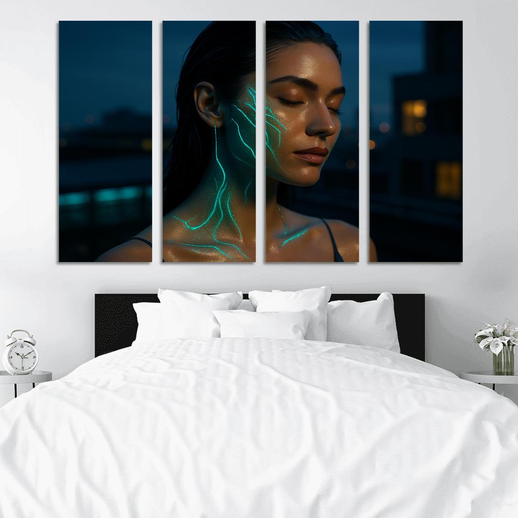 Bioluminescent Evening Glow abstract paintings frame