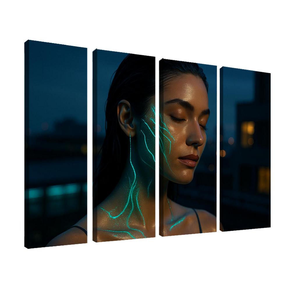 Bioluminescent Evening Glow abstract paintings frame