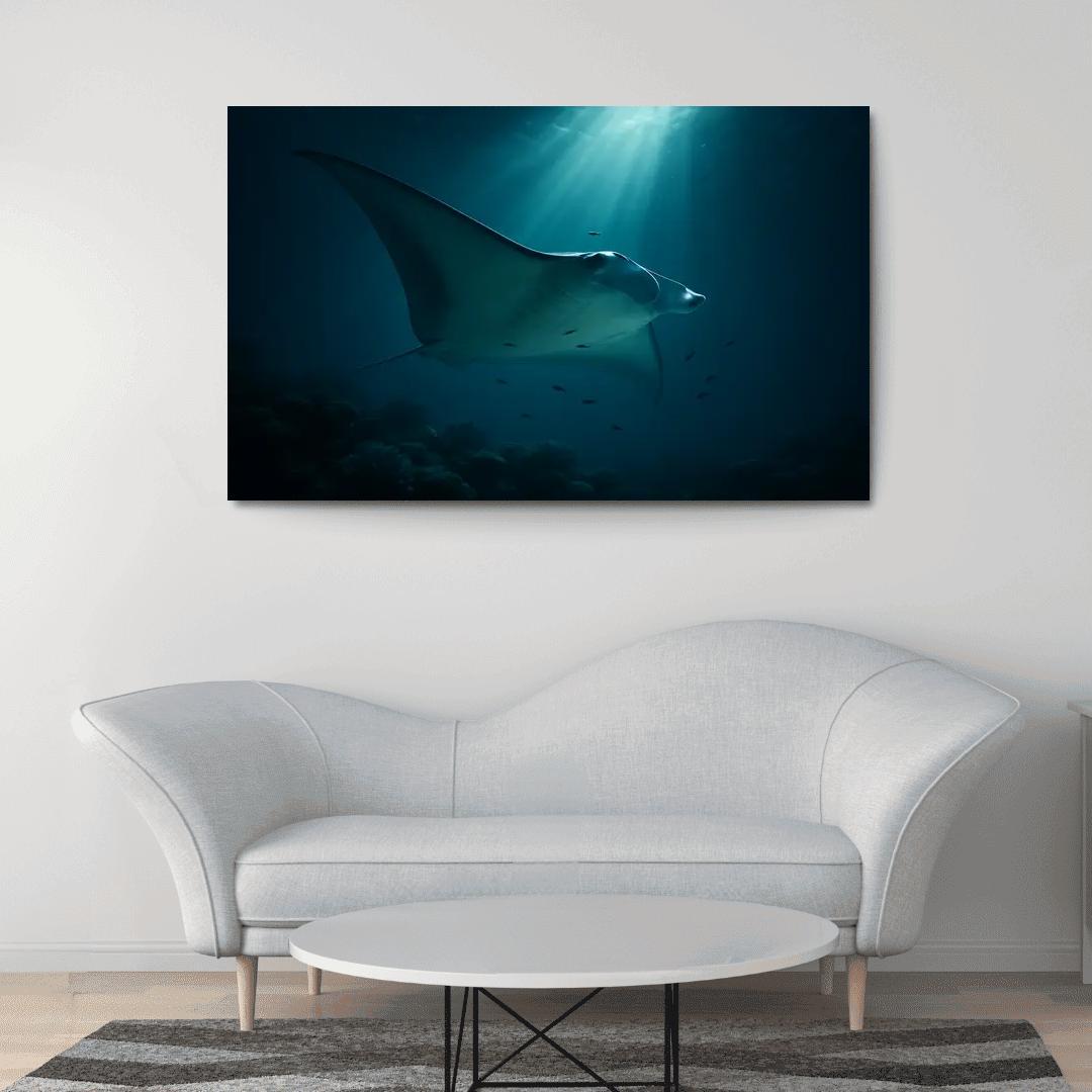 Midnight Reef Giant Manta wall art