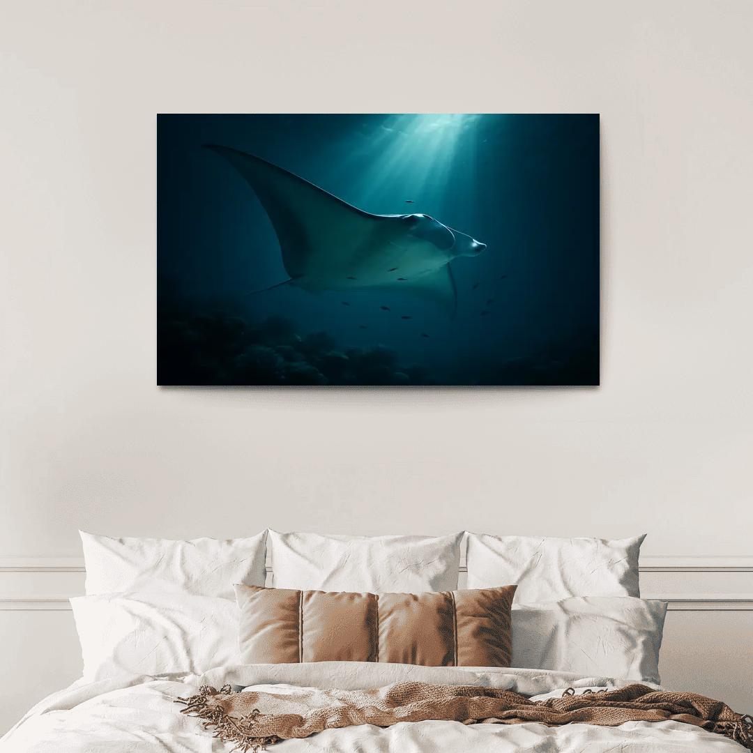Midnight Reef Giant Manta wall art