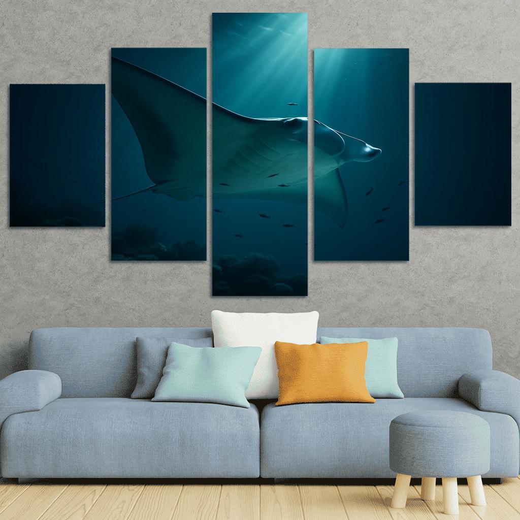 Midnight Reef Giant Manta wall art
