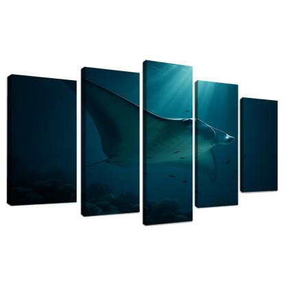 Midnight Reef Giant Manta wall art