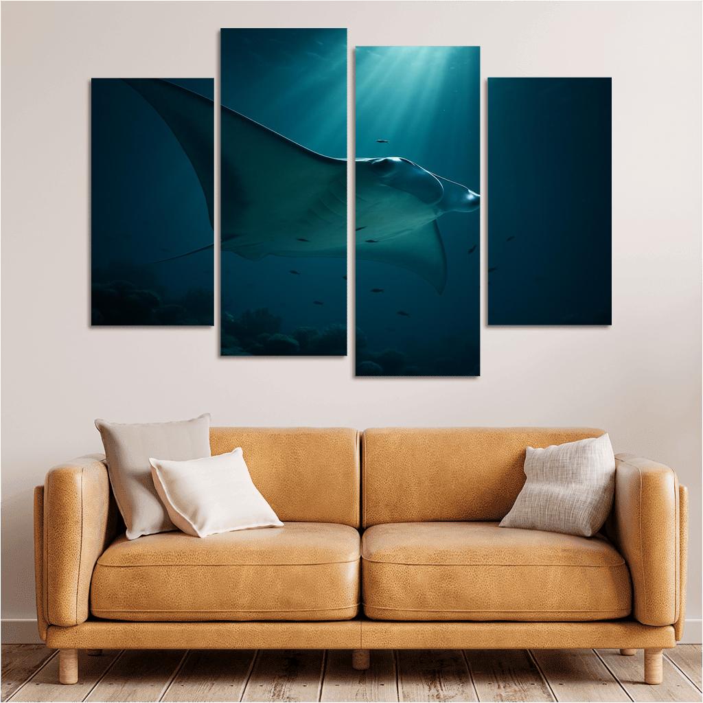 Midnight Reef Giant Manta wall art