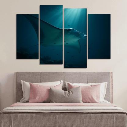 Midnight Reef Giant Manta wall art