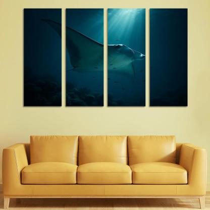 Midnight Reef Giant Manta wall art