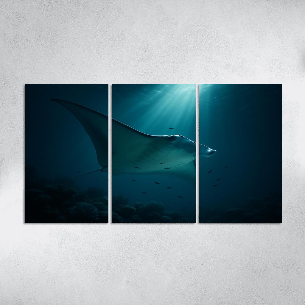 Midnight Reef Giant Manta wall art