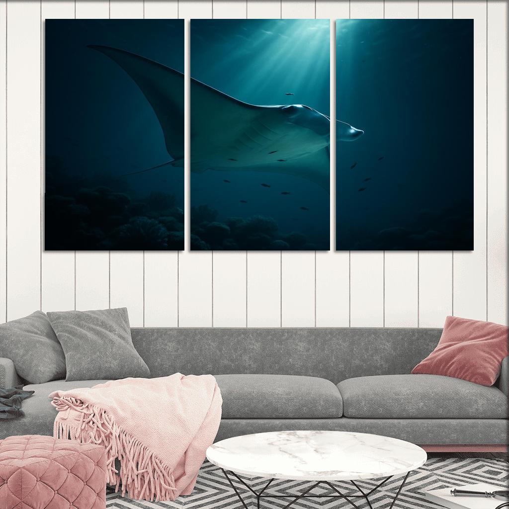 Midnight Reef Giant Manta wall art