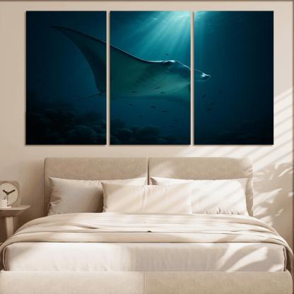 Midnight Reef Giant Manta wall art