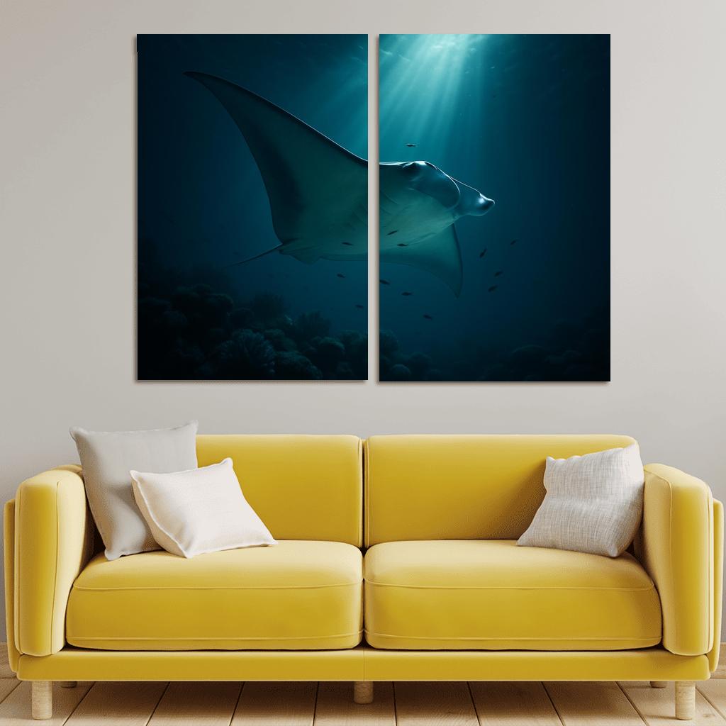 Midnight Reef Giant Manta wall art