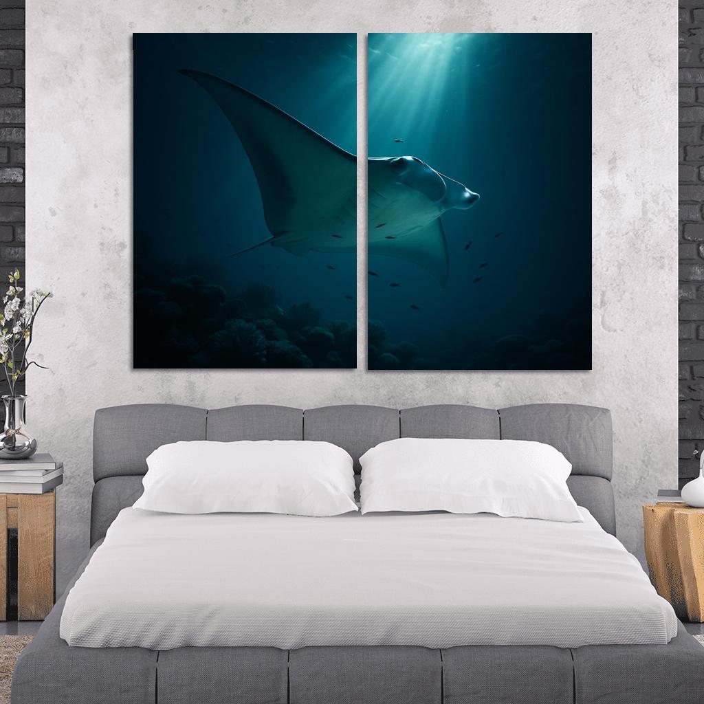 Midnight Reef Giant Manta wall art