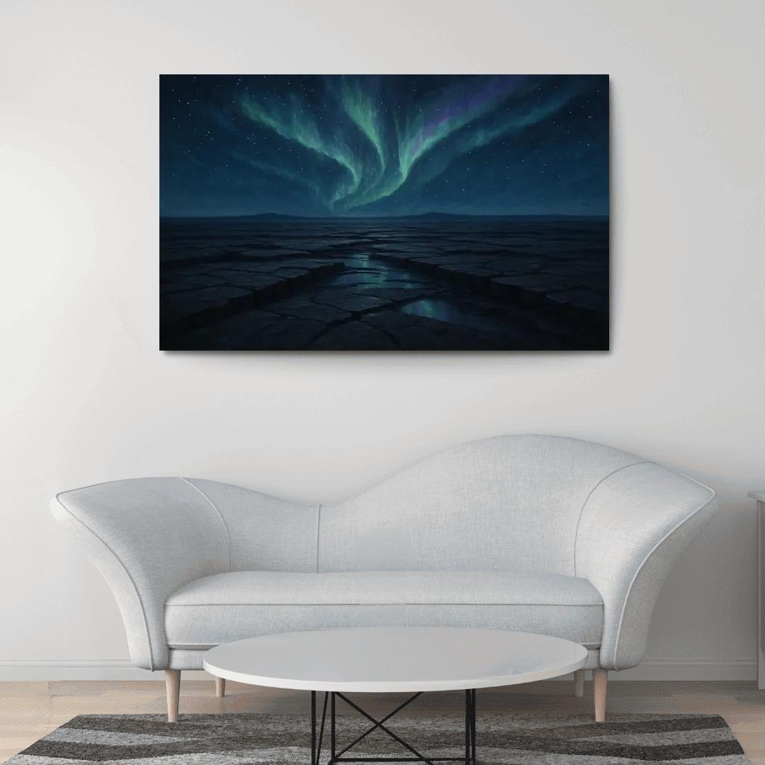 Aurora Over Obsidian Plateau abstract paintings frame