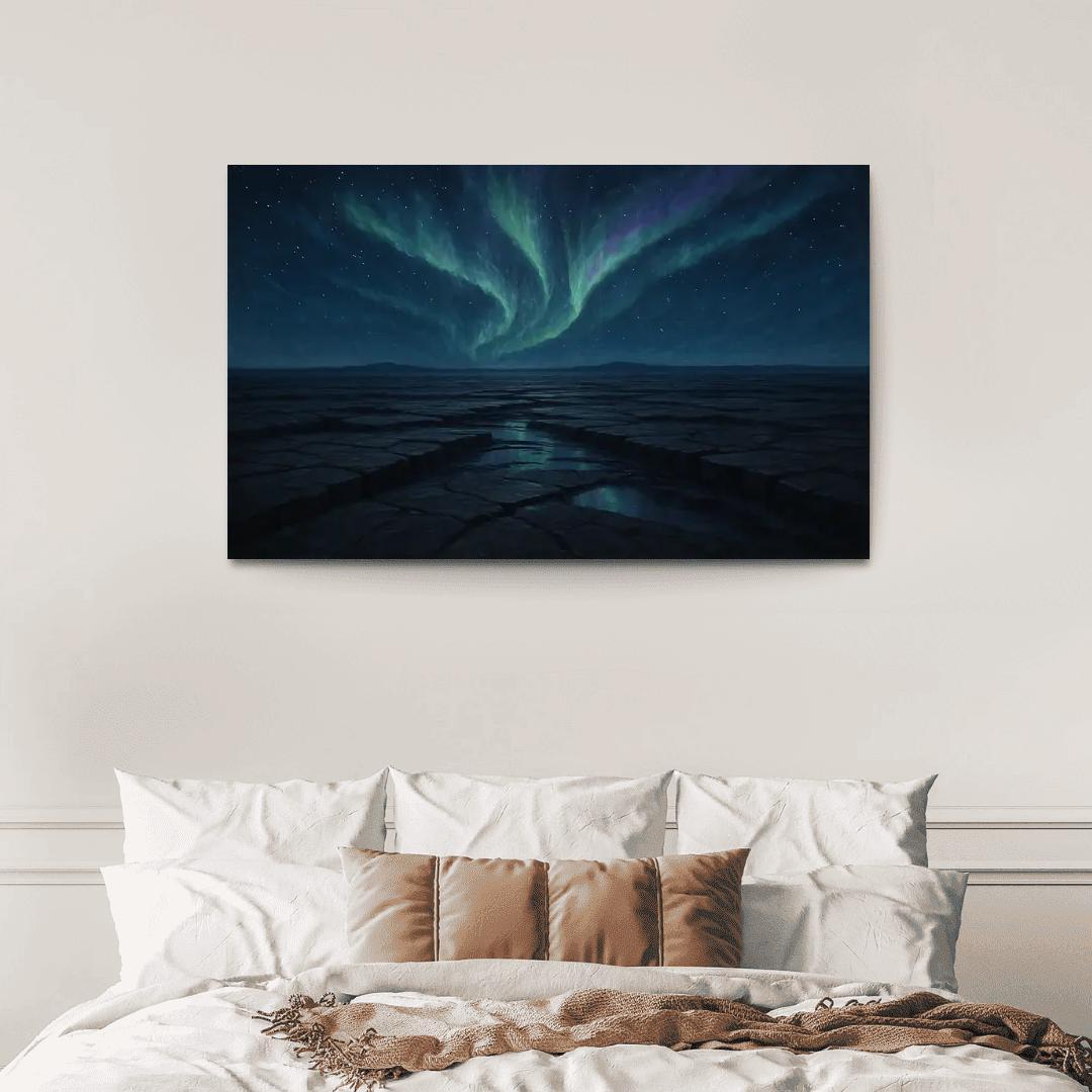 Aurora Over Obsidian Plateau abstract paintings frame
