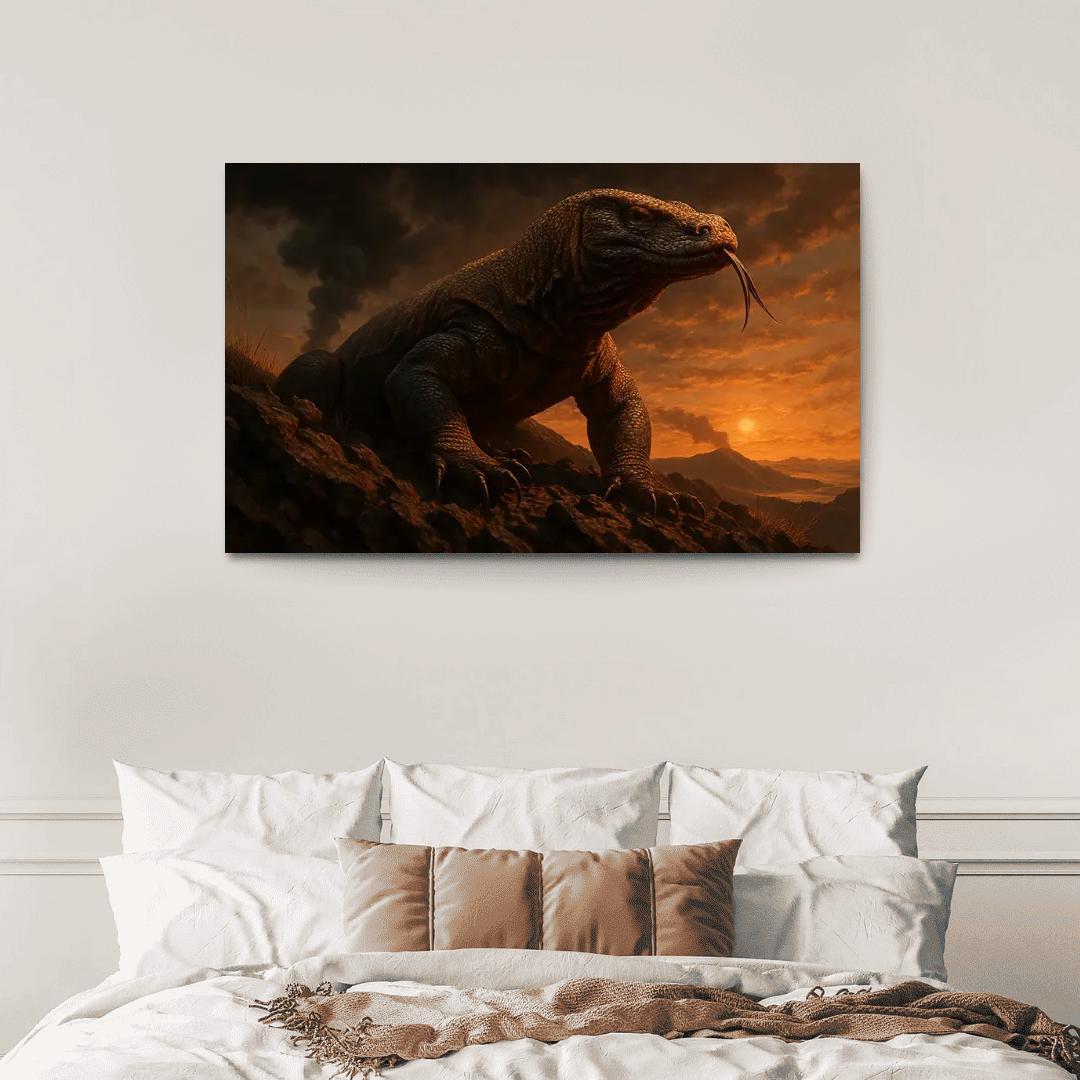 Komodo Dragon On Volcanic Ridge oil paintings frame