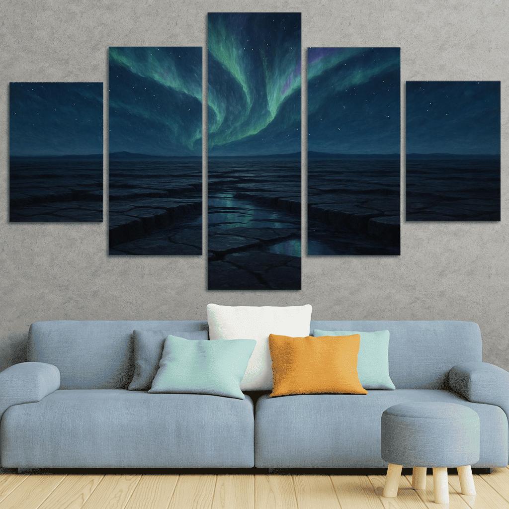 Aurora Over Obsidian Plateau abstract paintings frame
