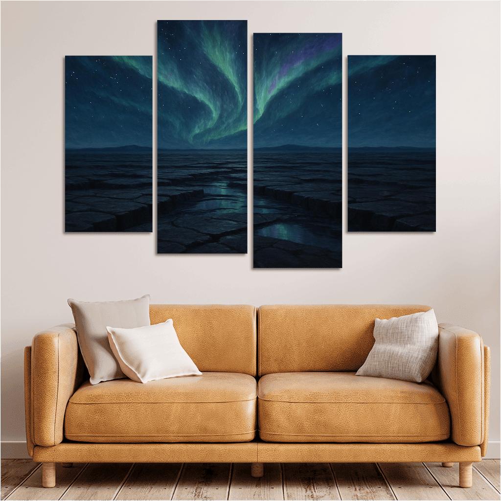 Aurora Over Obsidian Plateau abstract paintings frame