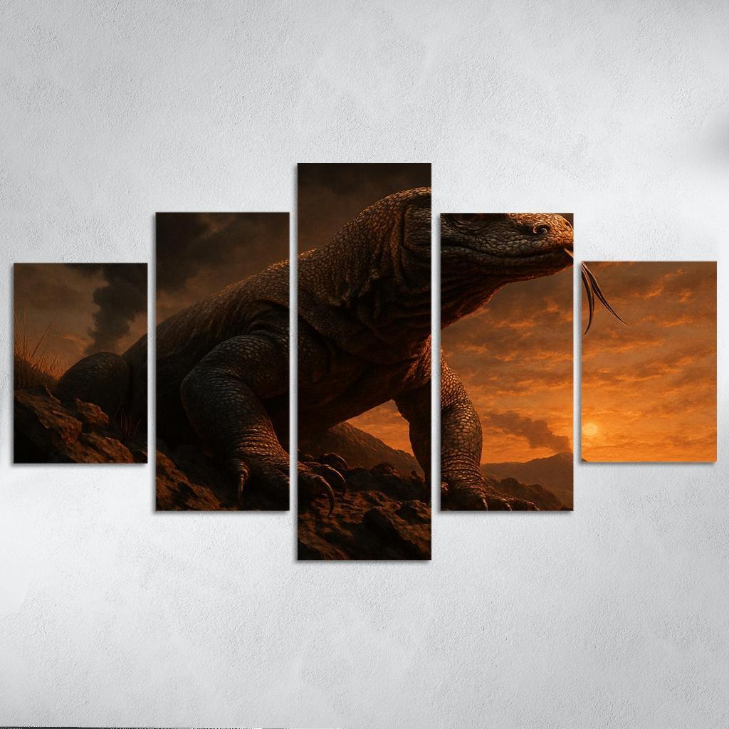 Komodo Dragon On Volcanic Ridge oil paintings frame