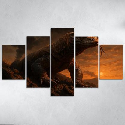 Komodo Dragon On Volcanic Ridge oil paintings frame