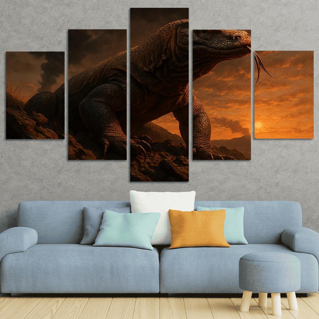 Komodo Dragon On Volcanic Ridge oil paintings frame