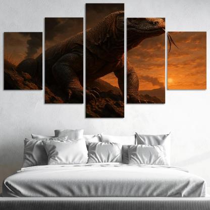 Komodo Dragon On Volcanic Ridge oil paintings frame