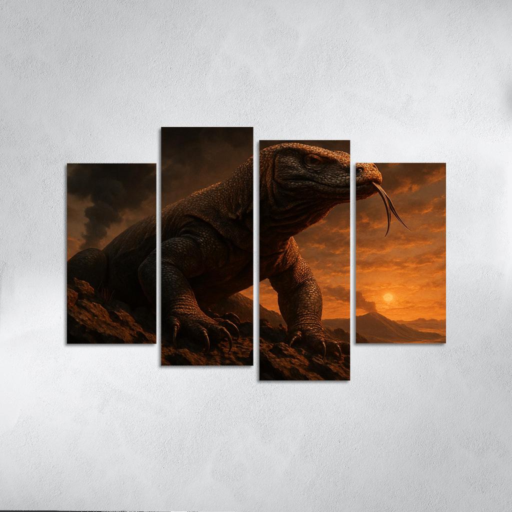 Komodo Dragon On Volcanic Ridge oil paintings frame