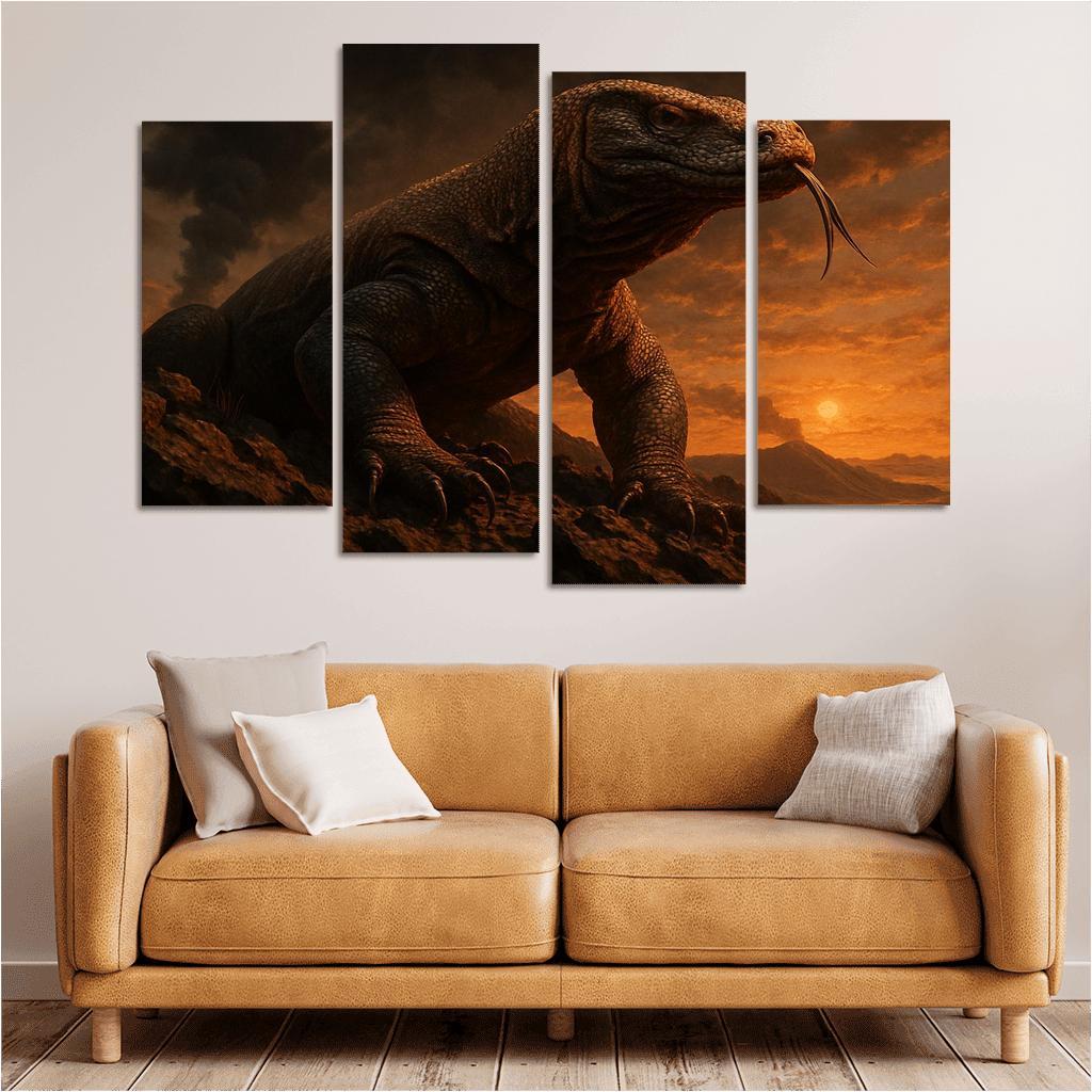 Komodo Dragon On Volcanic Ridge oil paintings frame