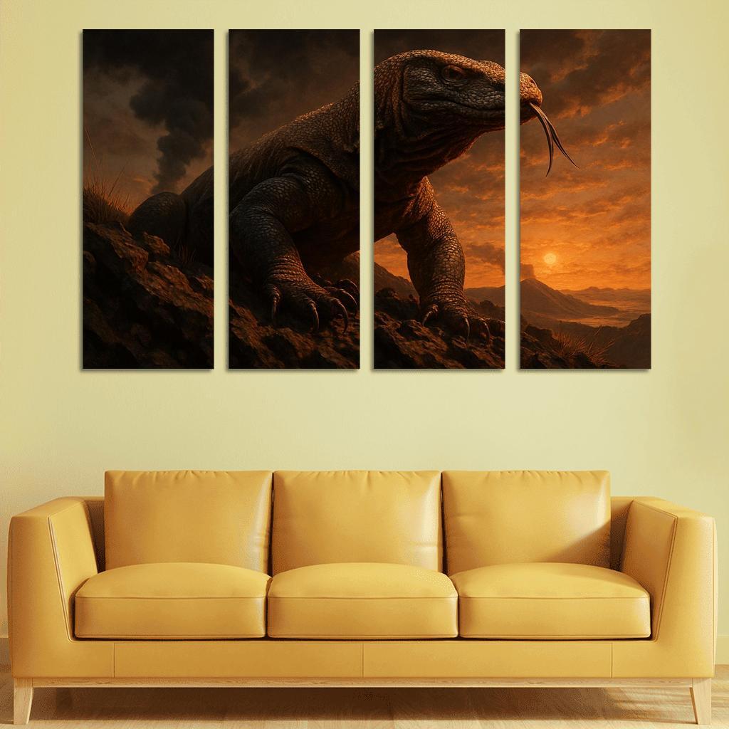Komodo Dragon On Volcanic Ridge oil paintings frame
