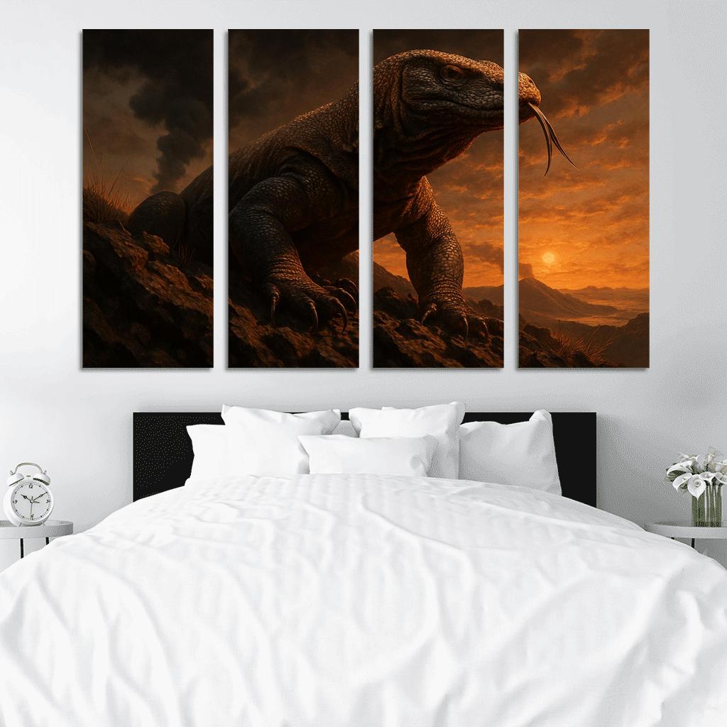 Komodo Dragon On Volcanic Ridge oil paintings frame