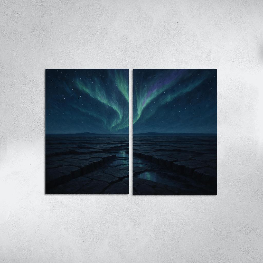 Aurora Over Obsidian Plateau abstract paintings frame