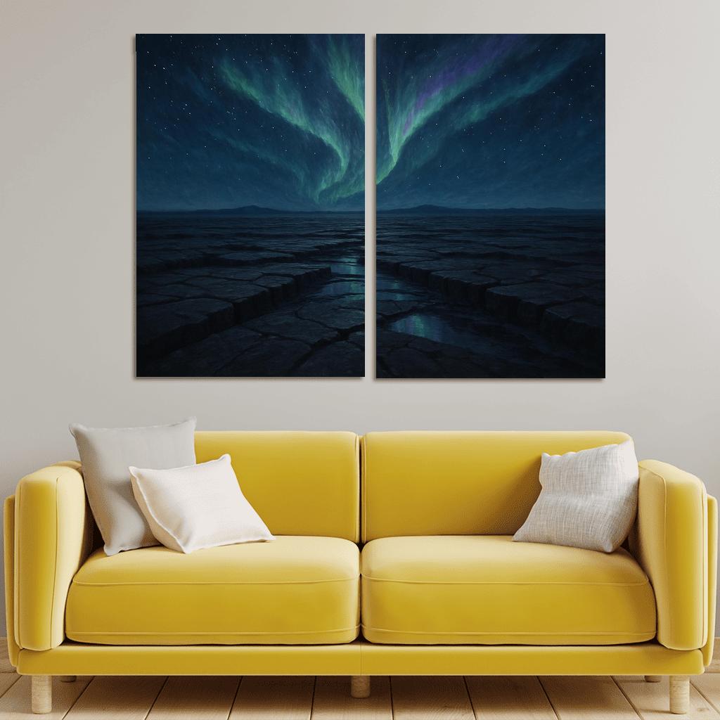 Aurora Over Obsidian Plateau abstract paintings frame