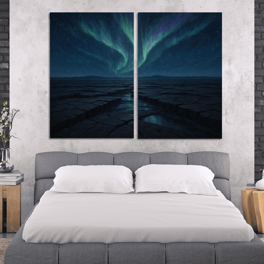 Aurora Over Obsidian Plateau abstract paintings frame