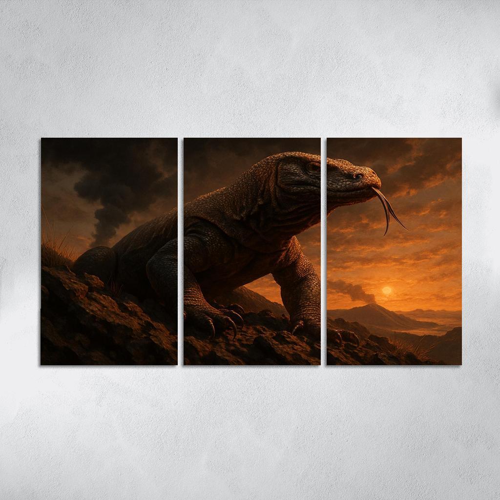 Komodo Dragon On Volcanic Ridge oil paintings frame