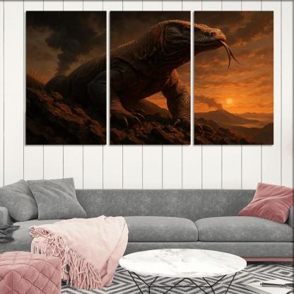 Komodo Dragon On Volcanic Ridge oil paintings frame