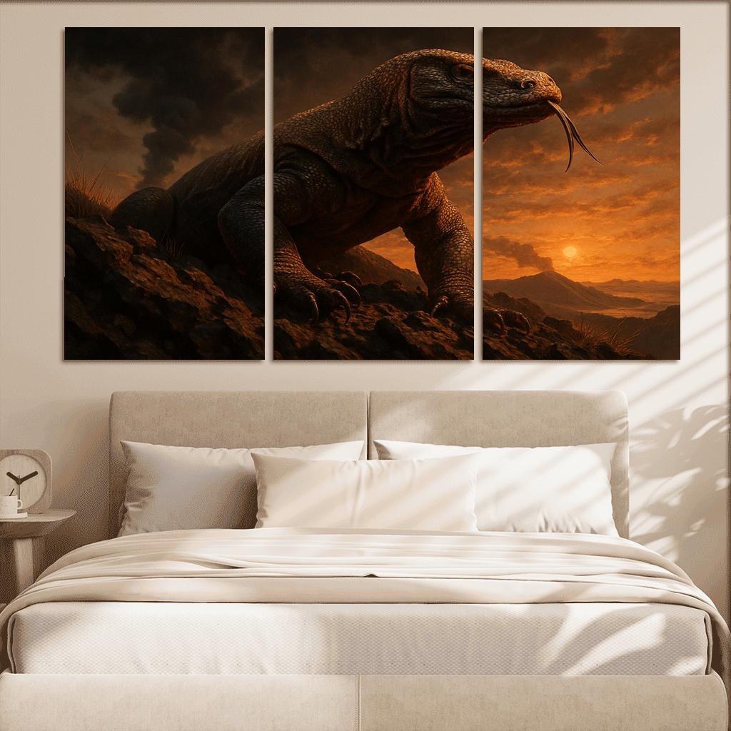 Komodo Dragon On Volcanic Ridge oil paintings frame