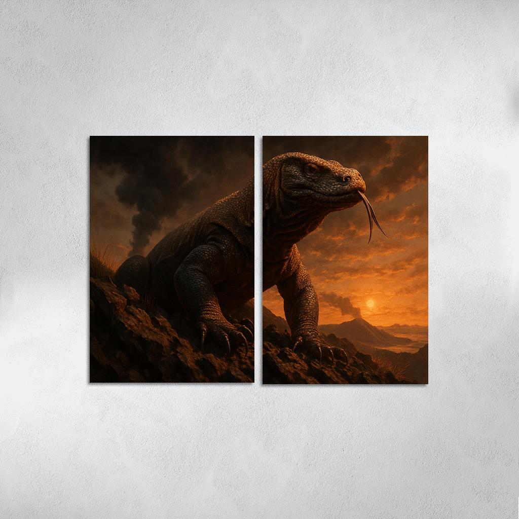 Komodo Dragon On Volcanic Ridge oil paintings frame