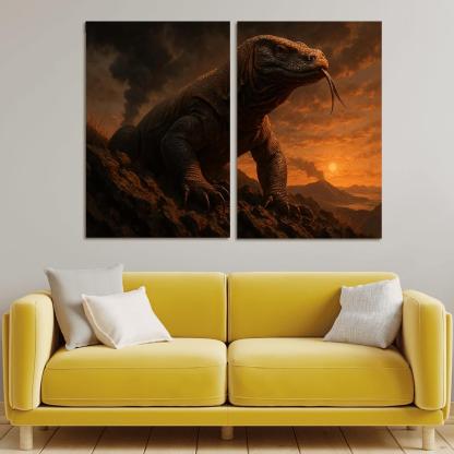 Komodo Dragon On Volcanic Ridge oil paintings frame