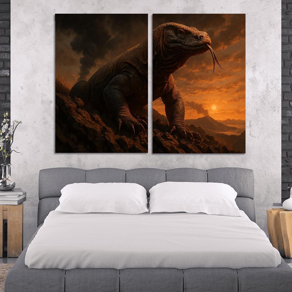 Komodo Dragon On Volcanic Ridge oil paintings frame