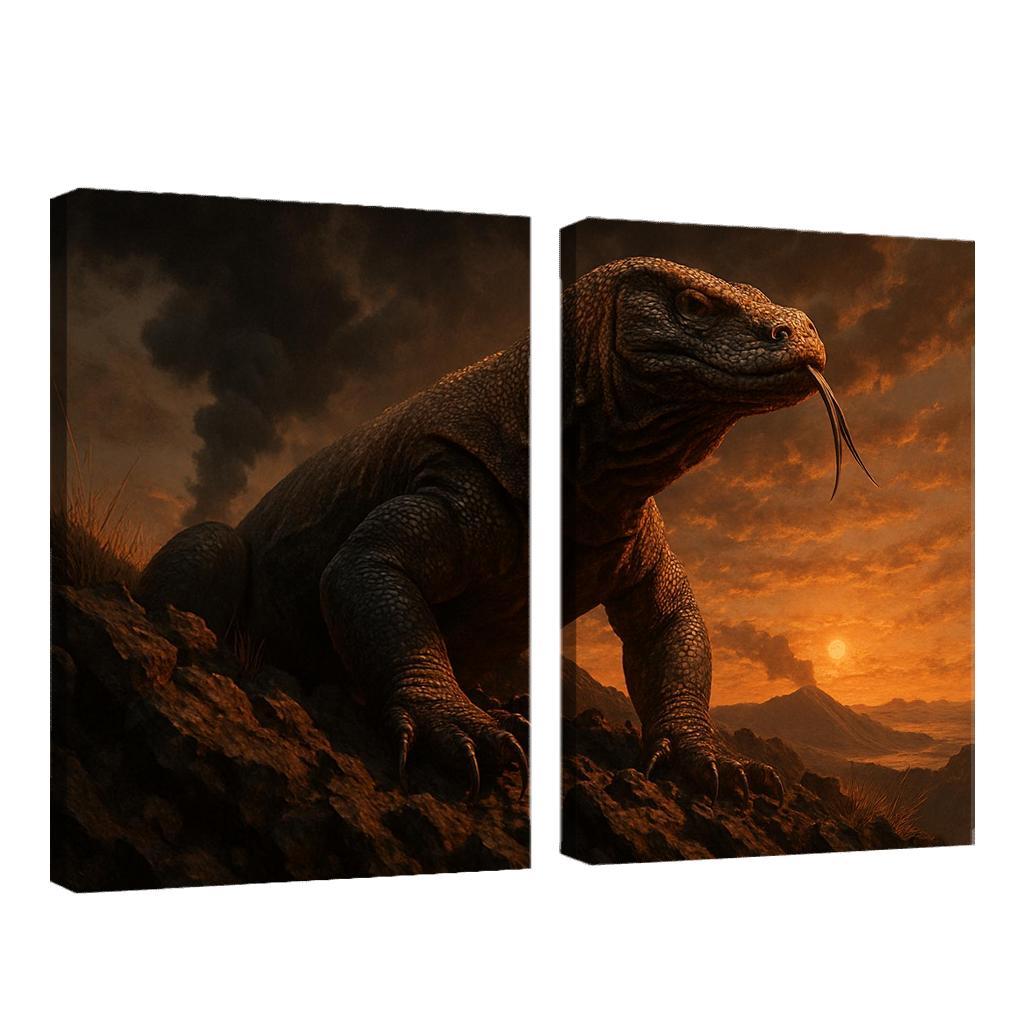 Komodo Dragon On Volcanic Ridge oil paintings frame