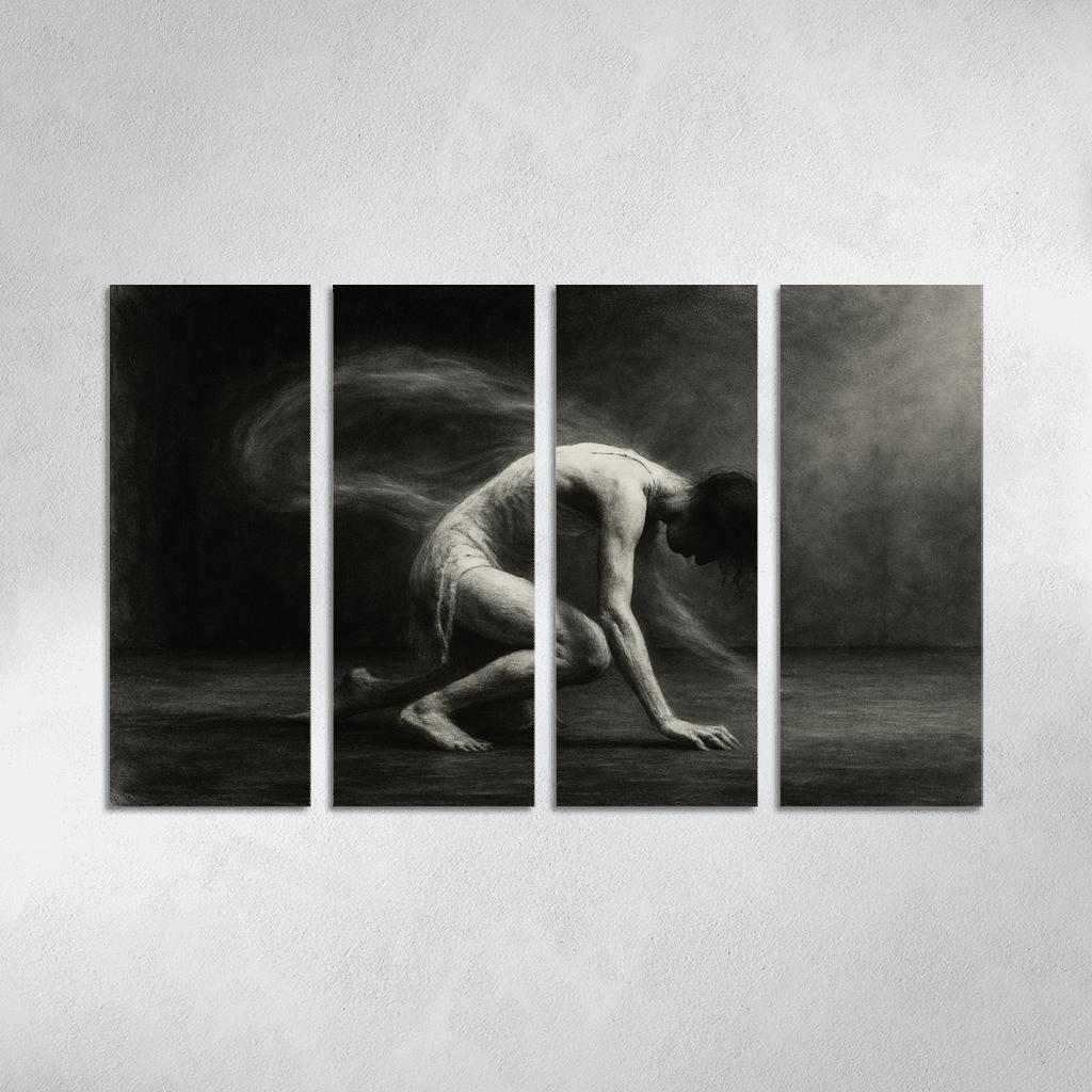 Butoh Echoes Shadow Movement canvas paintings frame